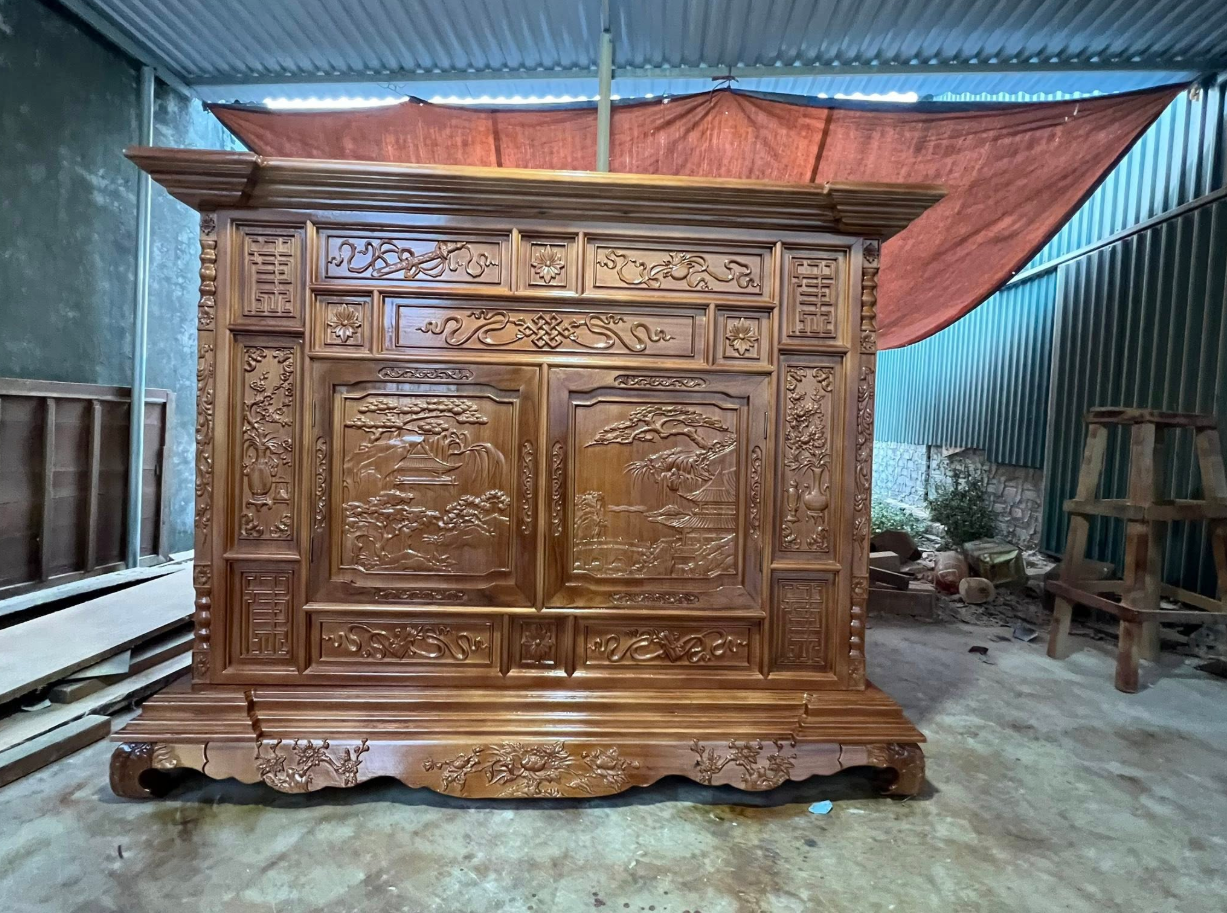 Tủ thờ chữ Phúc 127x61x127 gỗ hương đá 